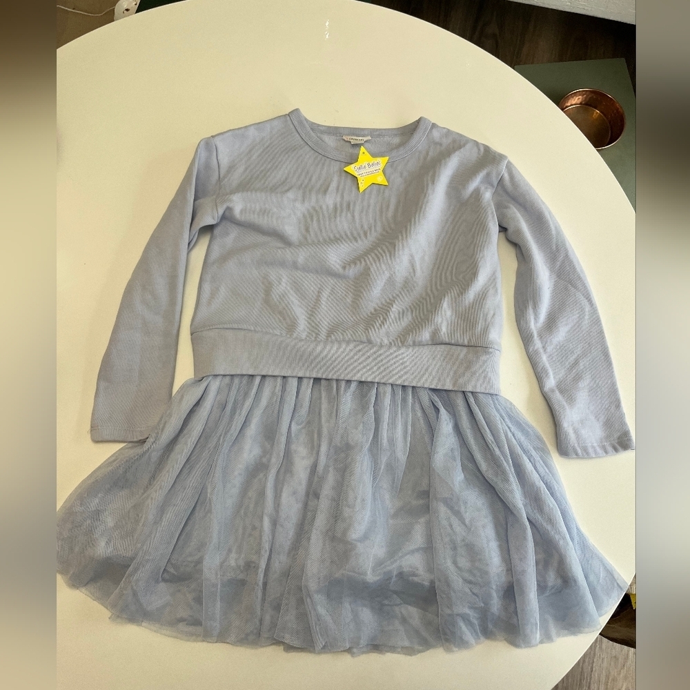 CREWCUTS Soft Blue Knit DRESS WITH TUTU SKIRT Sz 8